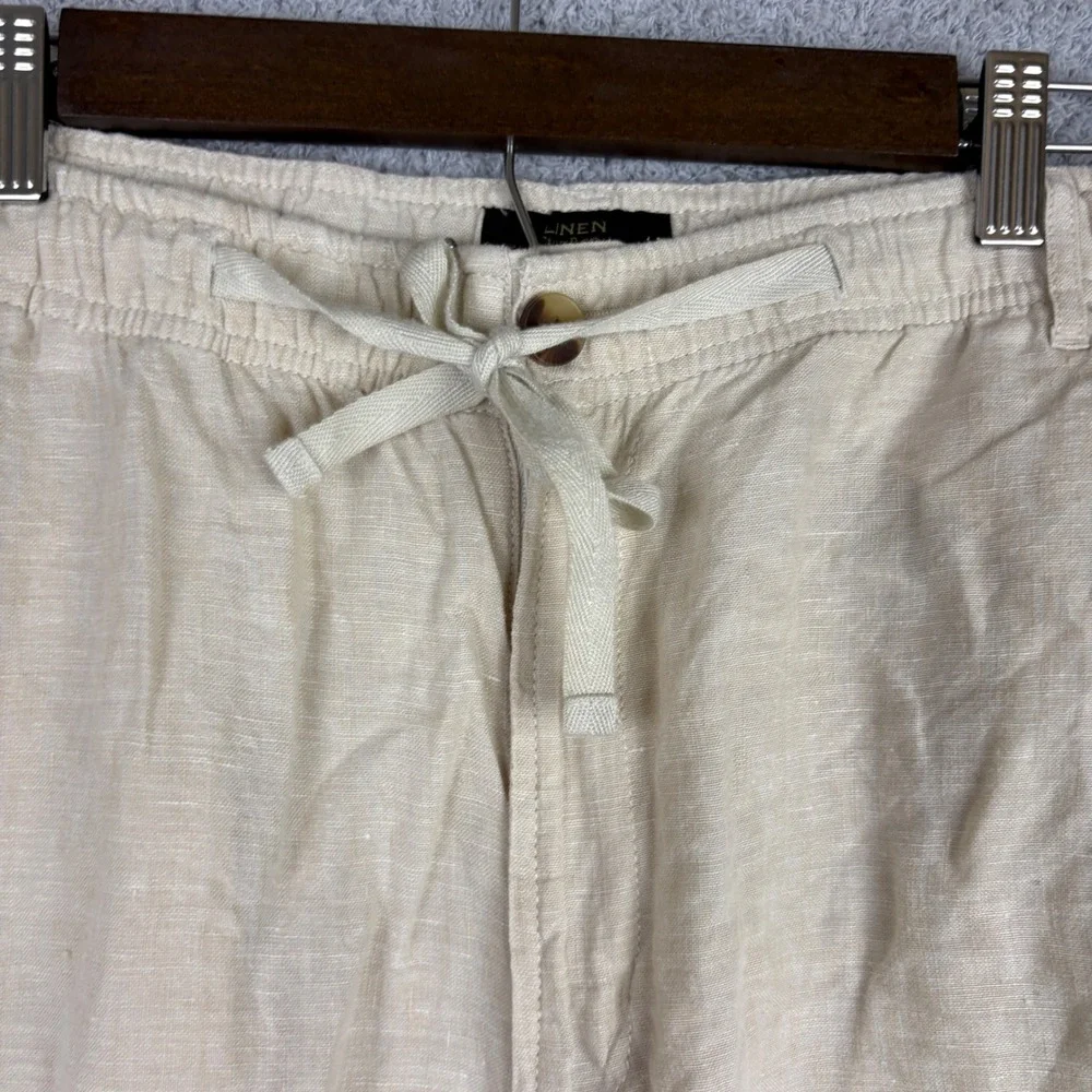 Club Room 100% Linen Pants Mens XL Beige Luxury Drawstring Elastic Waist Beach